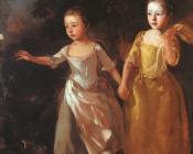 The Painterâ€™s Daughters Chasing a Butterfly - 托马斯·庚斯博罗
